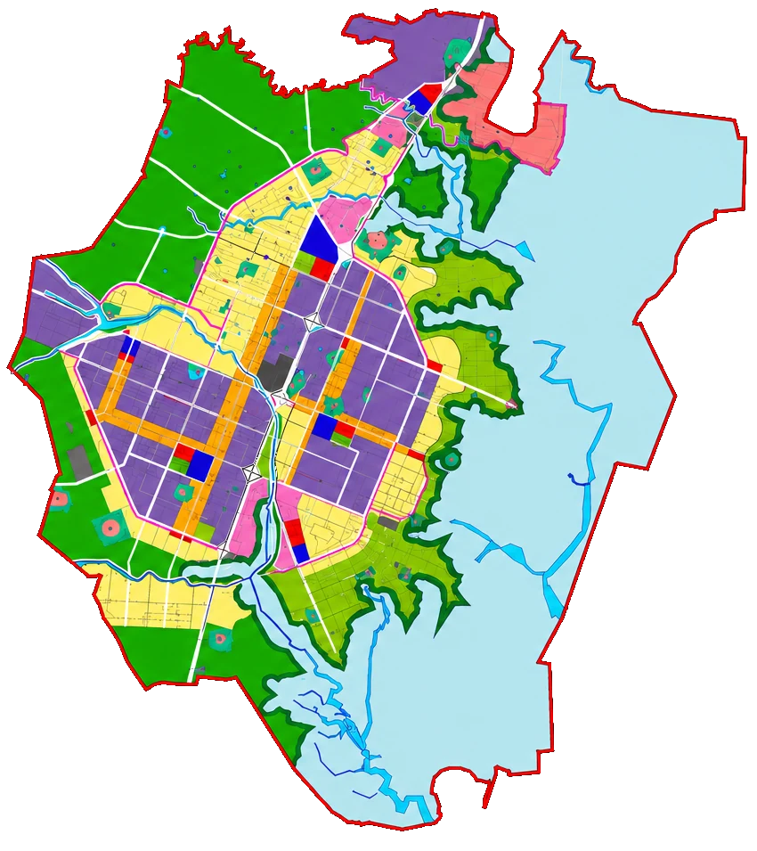 The sanctioned land use plan for Dholera SIR, colour coded by zone across the whole region
